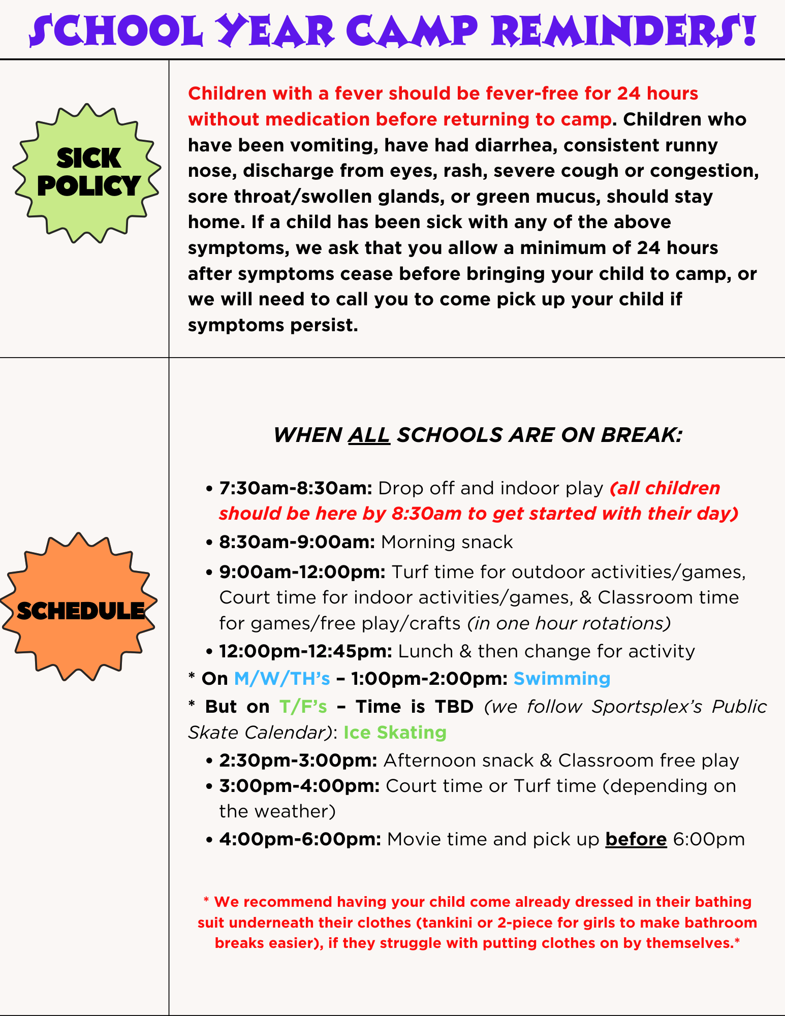 School Year Camps – Orange County Sportsplex